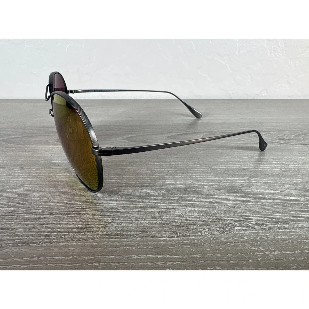 Maui Jim MJ547-14 Round Aviator Sunglasses Gunmetal Titanium Pink Mirror Polariz